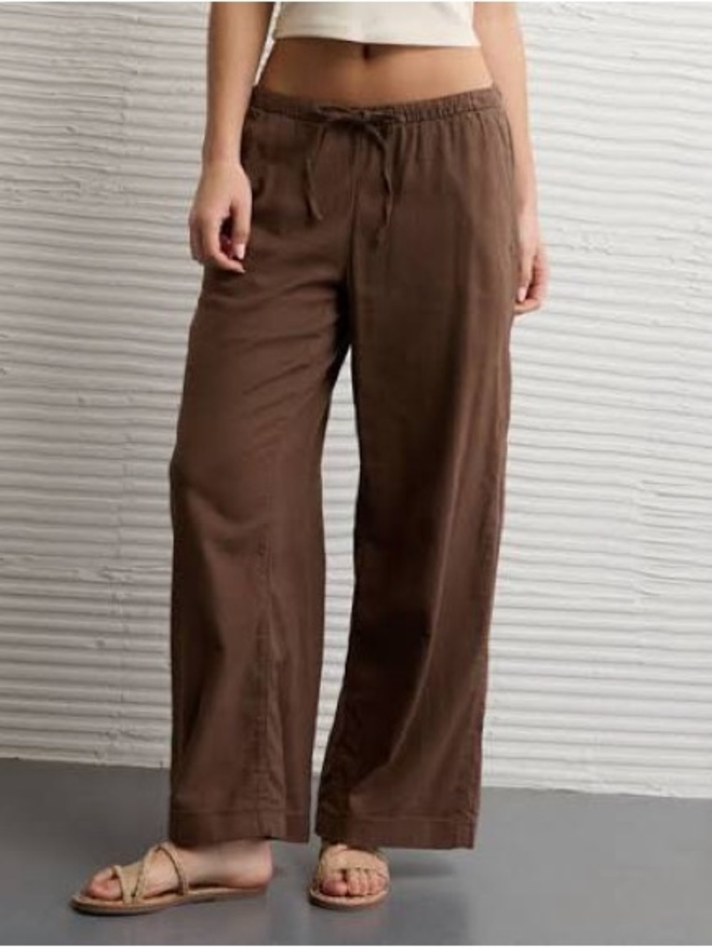 American Eagle Linen Blend Wide Leg Pants
